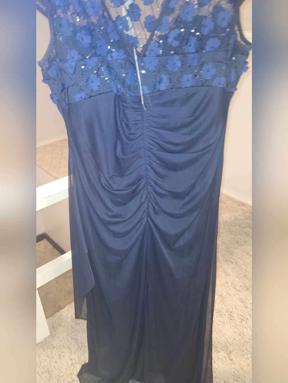 Xscape Navy Blue Embellished Evening Gown - Picture 5 of 5